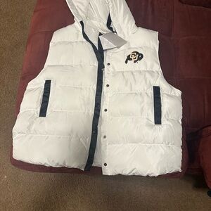 White Puffer Vest with Black Accents